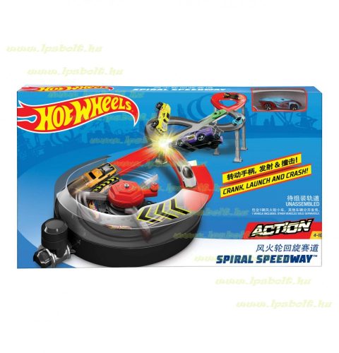 Mattel Hot Wheels spirál autópálya kisautóval és kilövővel (új)